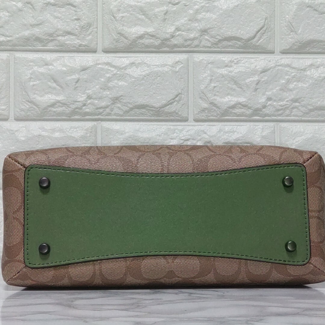 COACH コーチ ショルダーバッグ ハンドバッグ ベージュ グリーン系