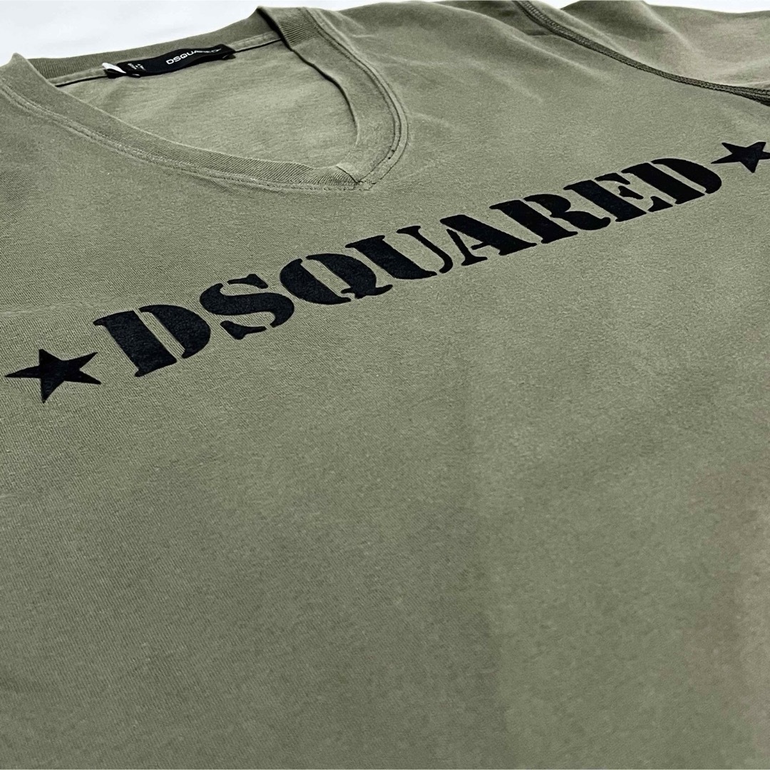 【超美品】DSQUARED2ディースク大人の男のベルベットロゴ VネックTシャツ 5