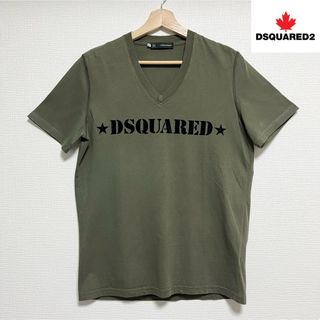 ディースクエアード(DSQUARED2)の【超美品】DSQUARED2ディースク大人の男のベルベットロゴ VネックTシャツ(Tシャツ/カットソー(半袖/袖なし))