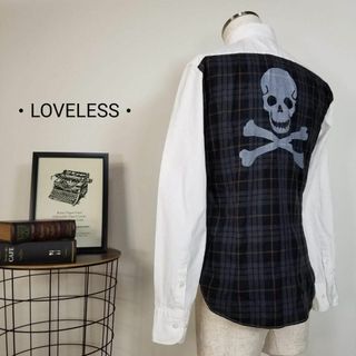 ラブレス(LOVELESS)のLOVELESSスカルモチーフ切替デザインボタンダウンシャツ1メンズS三陽商会(シャツ)