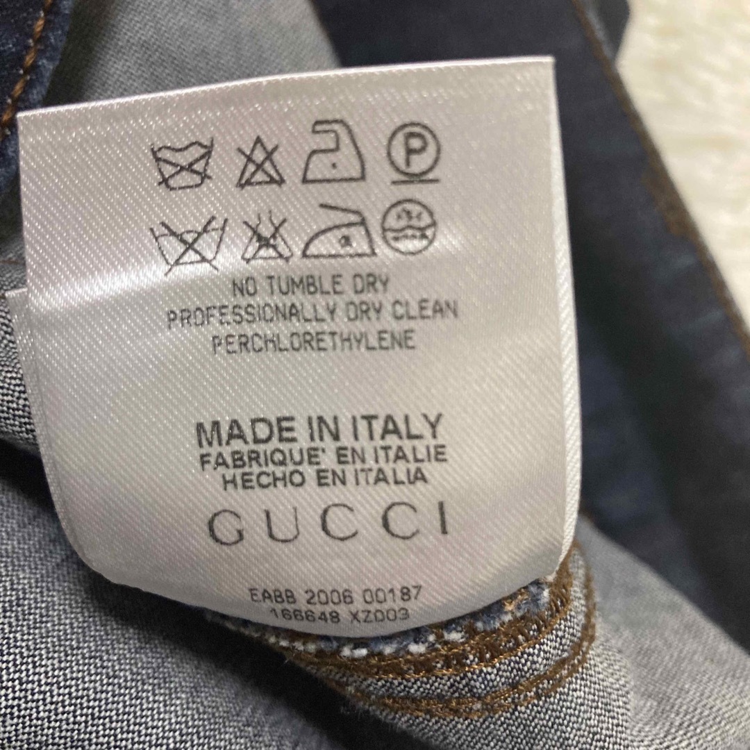 Gucci - 極美品 大きいサイズ グッチ デニムスカート 刺繍 ロゴ 44の