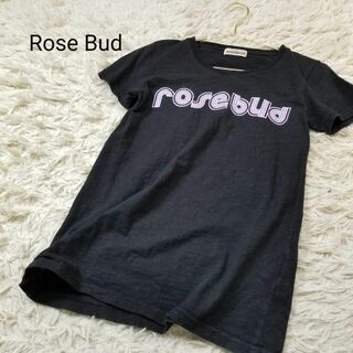 ローズバッド(ROSE BUD)のローズバッド雰囲気抜群レトロヴィンテージ調ブランドロゴプリントTシャツF黒(Tシャツ(半袖/袖なし))