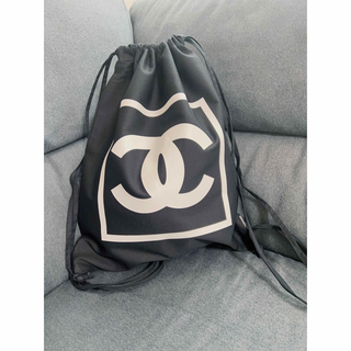 シャネル(CHANEL)のシャネルコスメライン限定ロゴ大容量軽量ノベルティ巾着バッグブラック(エコバッグ)