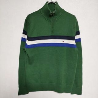 トミーヒルフィガー(TOMMY HILFIGER)のTOMMY HILFIGER ハーフジップセーター コットン ニット グリーン レディース トミーヒルフィガー【中古】3-0821M∞(ニット/セーター)