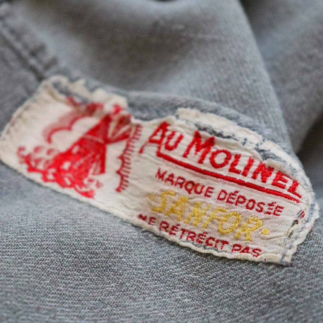 Euro vintage  AU MOLINEL ブラック シャンブレー コート メンズのジャケット/アウター(その他)の商品写真