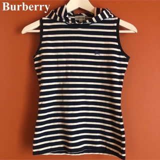 バーバリー(BURBERRY)のBurberry ロゴ 刺繍 ボーダー ノースリーブ カットソー フーディー(Tシャツ/カットソー)