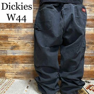 ディッキーズ(Dickies)のディッキーズダック生地ペインターパンツ黒ブラック極太メンズw44古着ワークパンツ(ワークパンツ/カーゴパンツ)