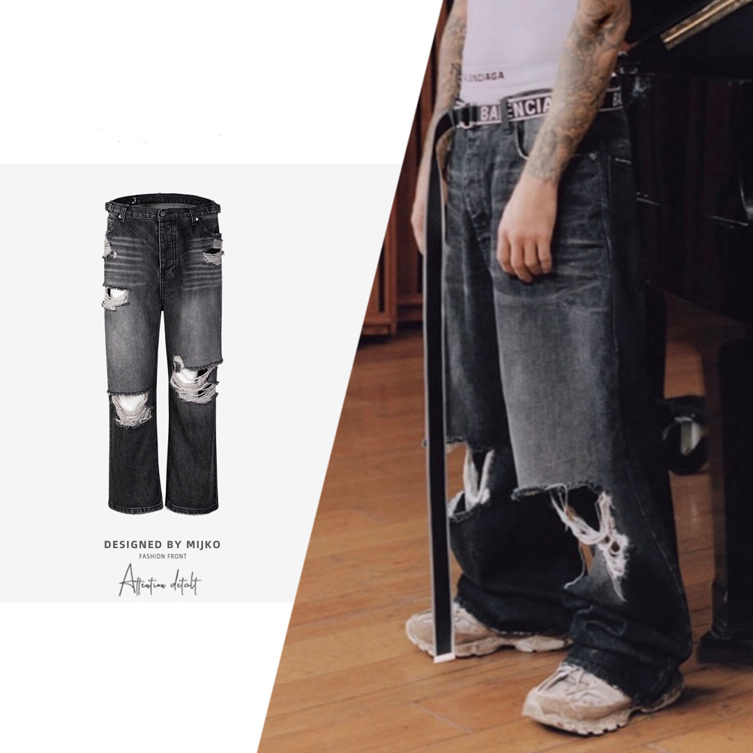 BALENCIAGA - ワイドシルエット ダメージ デニムの通販 by BALENCIAGA - ワイドシルエット ダメージ デニムの通販 by