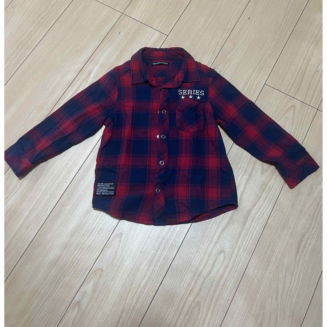 チェックシャツ　男の子　長袖 キッズ/ベビー/マタニティのキッズ服男の子用(90cm~)(Tシャツ/カットソー)の商品写真