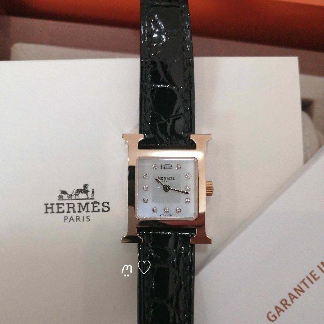 Hermes - 新品同様エルメス Hウォッチミニ21mm ダイヤ腕時計 シェル