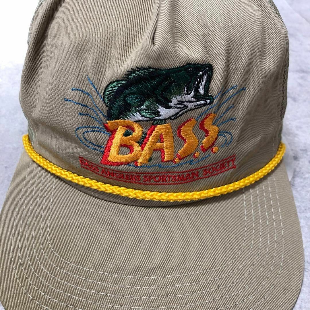 USA製 bass 80s ヴィンテージ トラッカー メッシュキャップ 刺繍ロゴ帽子