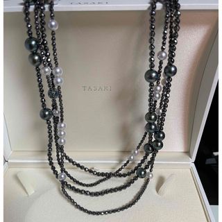 タサキ(TASAKI)の超美品‼️Tasaki黒蝶アコヤパールヘマタイト２連デザインネックレス120cm(ネックレス)