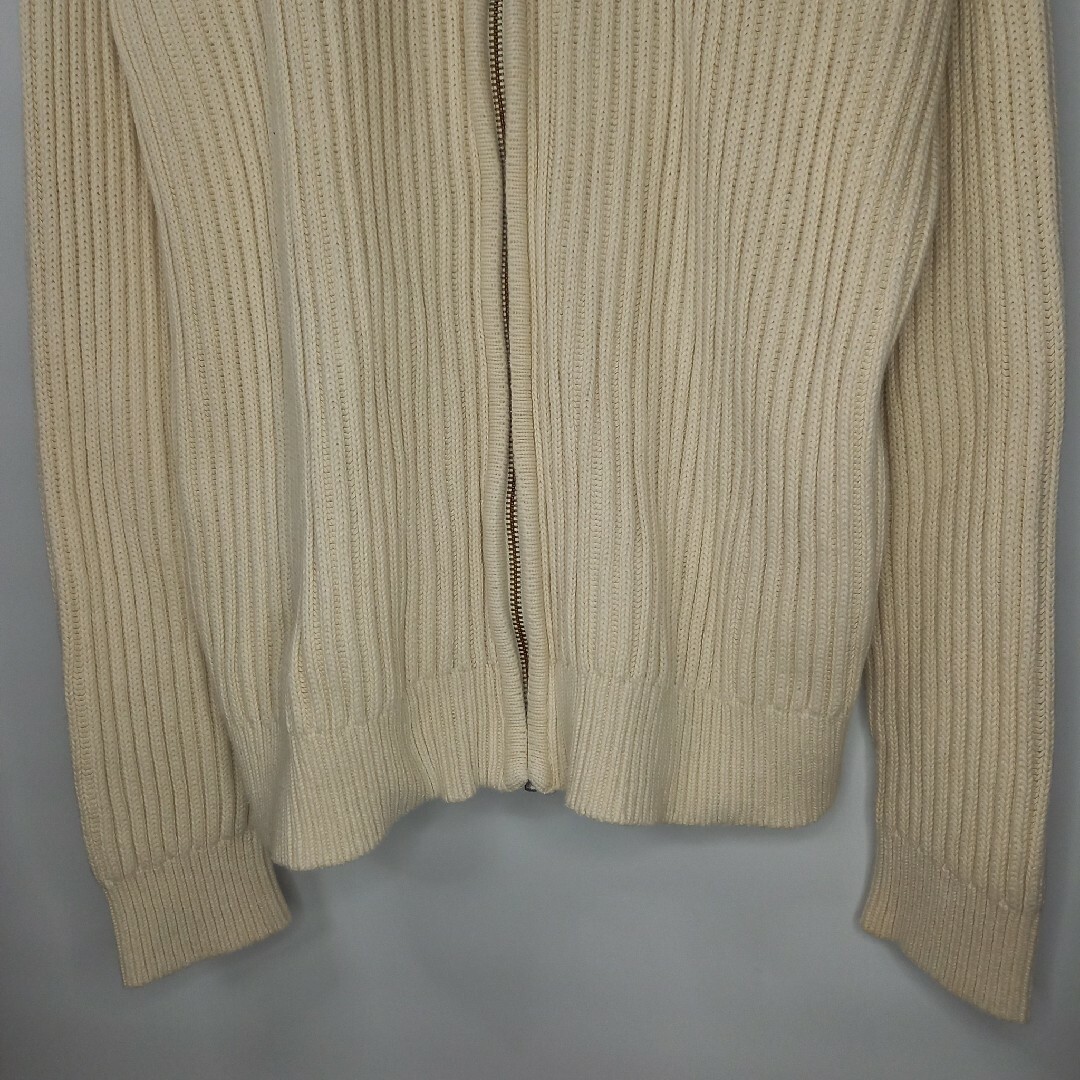L.L.Bean(エルエルビーン)のエルエルビーン　フルジップ　コットンニット　セーター　厚手　無地　白 メンズのトップス(ニット/セーター)の商品写真