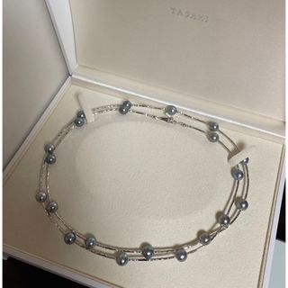 タサキ(TASAKI)の【超美品】Tasakiアコヤブルーパールザインネックレスk18 82cm(ネックレス)