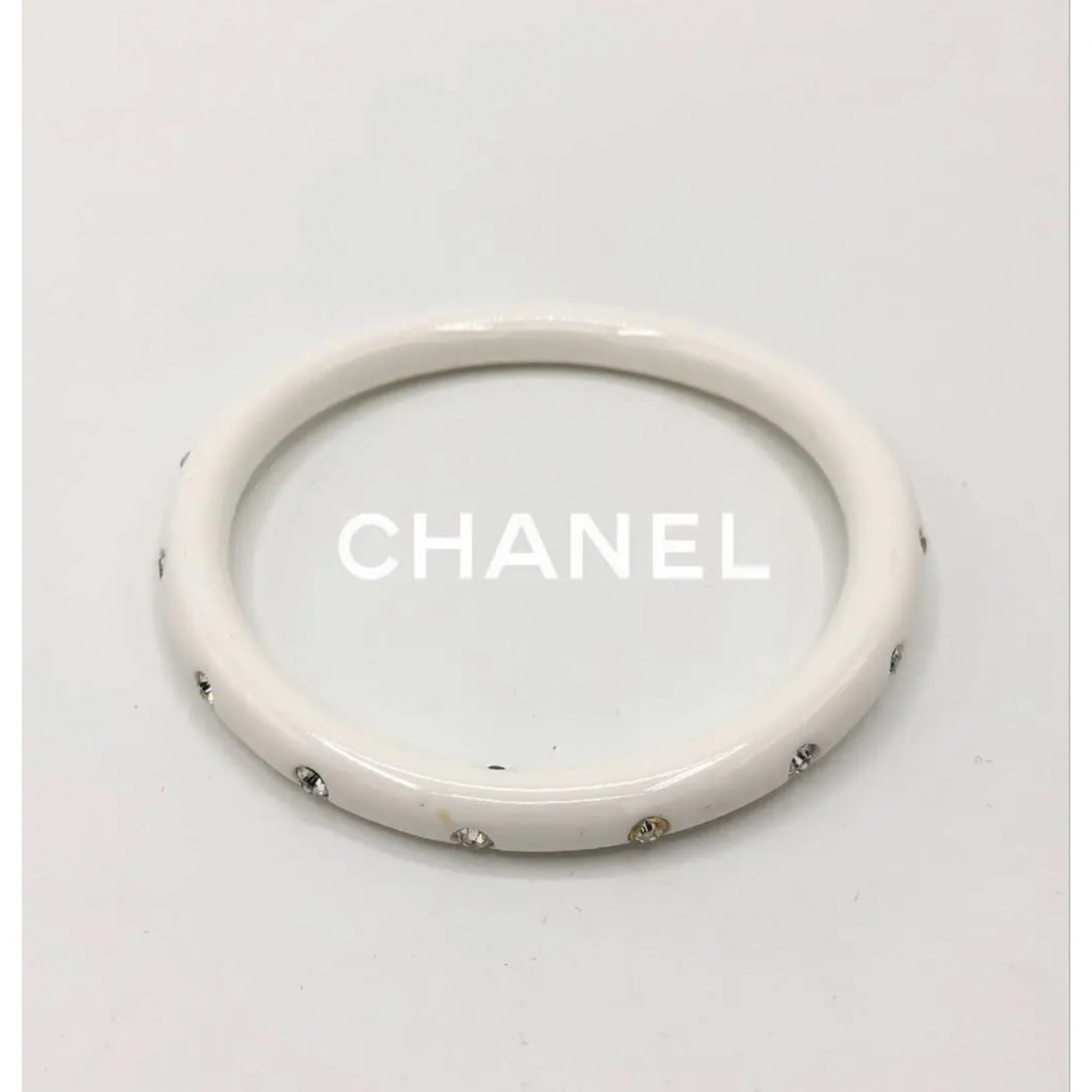 CHANEL シャネル　バングル ロゴ ラインストーン プラスチック