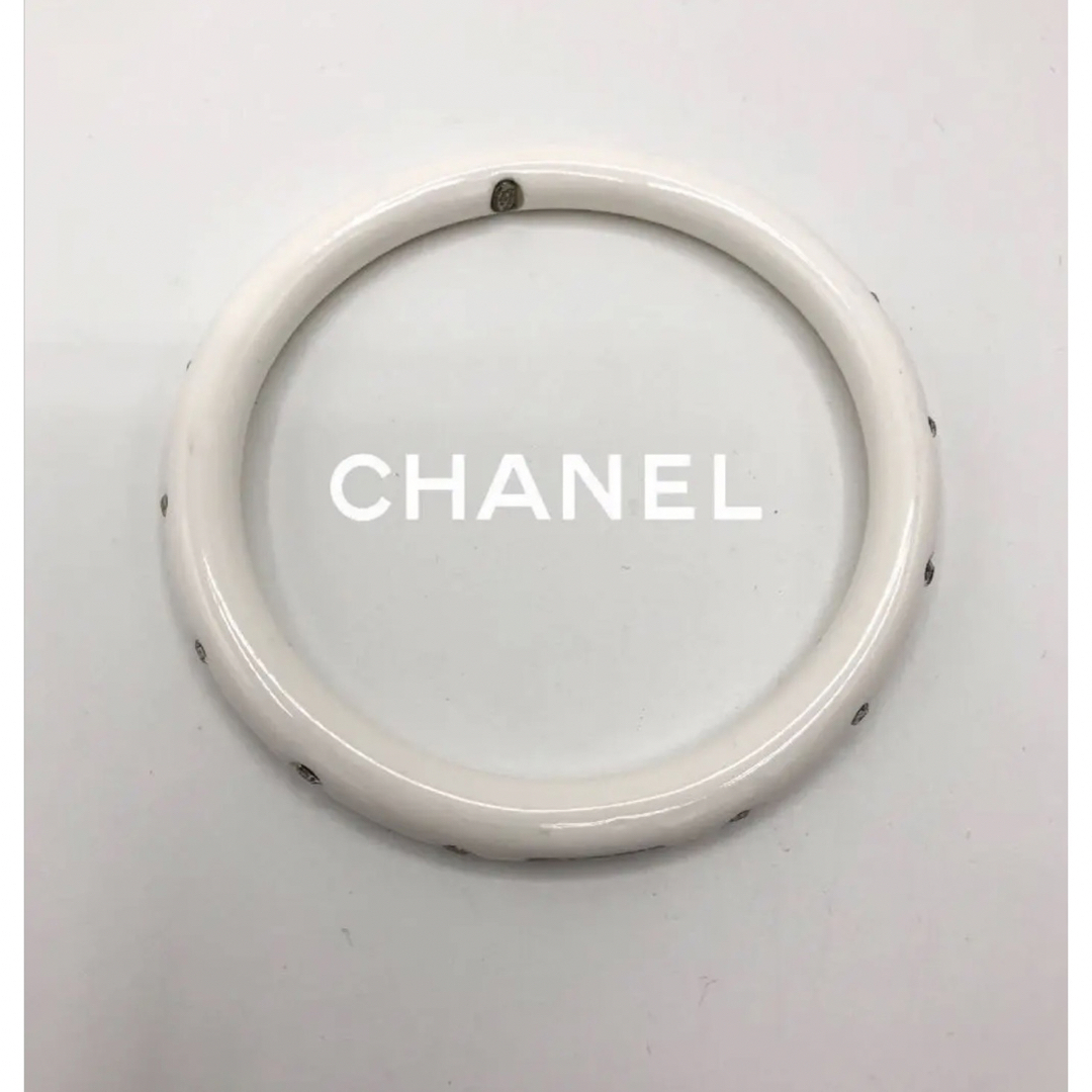 CHANEL シャネル　バングル ロゴ ラインストーン プラスチック