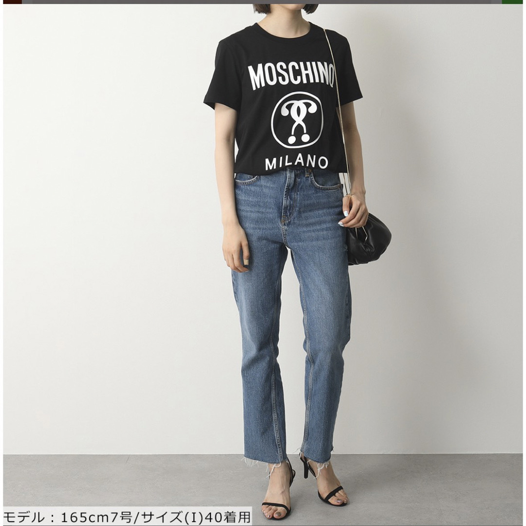 美品 モスキーノ MOSCHINO Tシャツ カットソー ショートスリーブ ロゴ トップス コットン レディース  38(M相当) ブルー