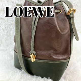 LOEWE ロエベ ショルダーバッグ アナグラム レザー 巾着 ブラウン