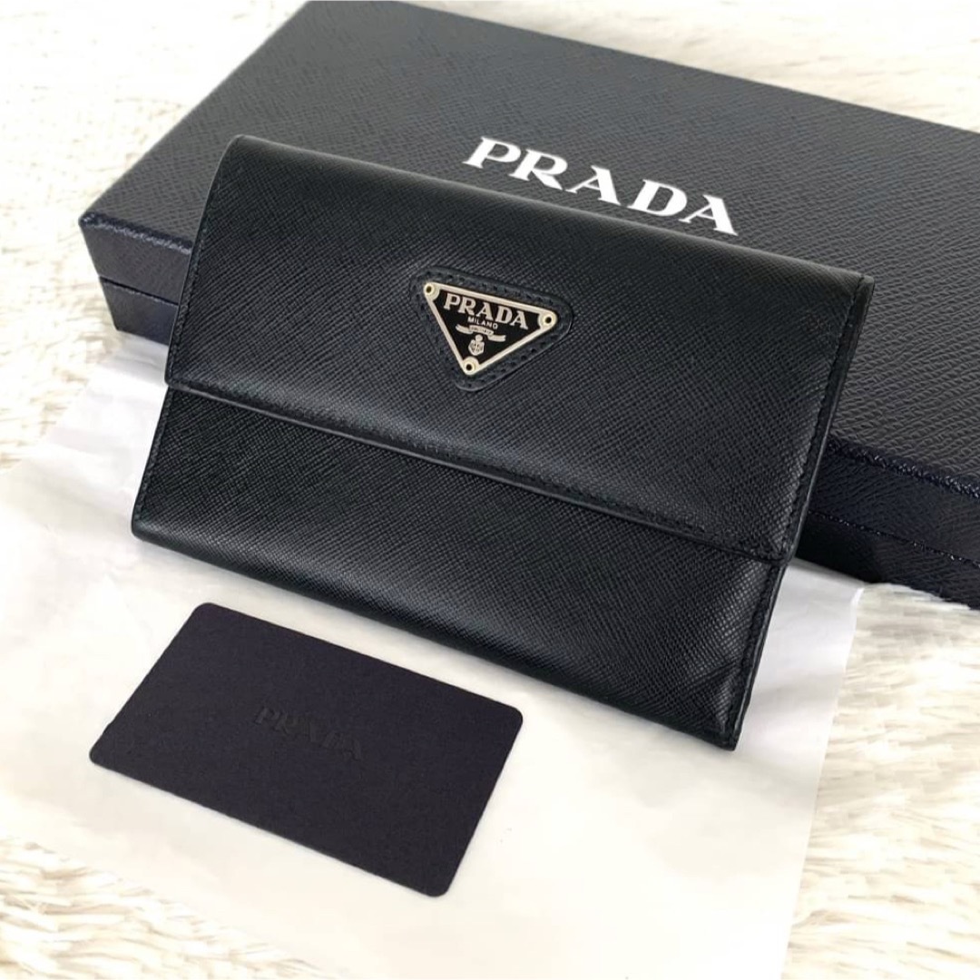 希少】 美品 プラダ 長財布 ロゴプレート 三角ロゴ ナイロン レザー-
