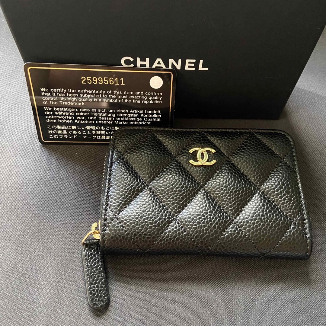 CHANEL - 新品未使用シャネル　キャビアスキン　 ラウンドファスナーカードケース　パスケース