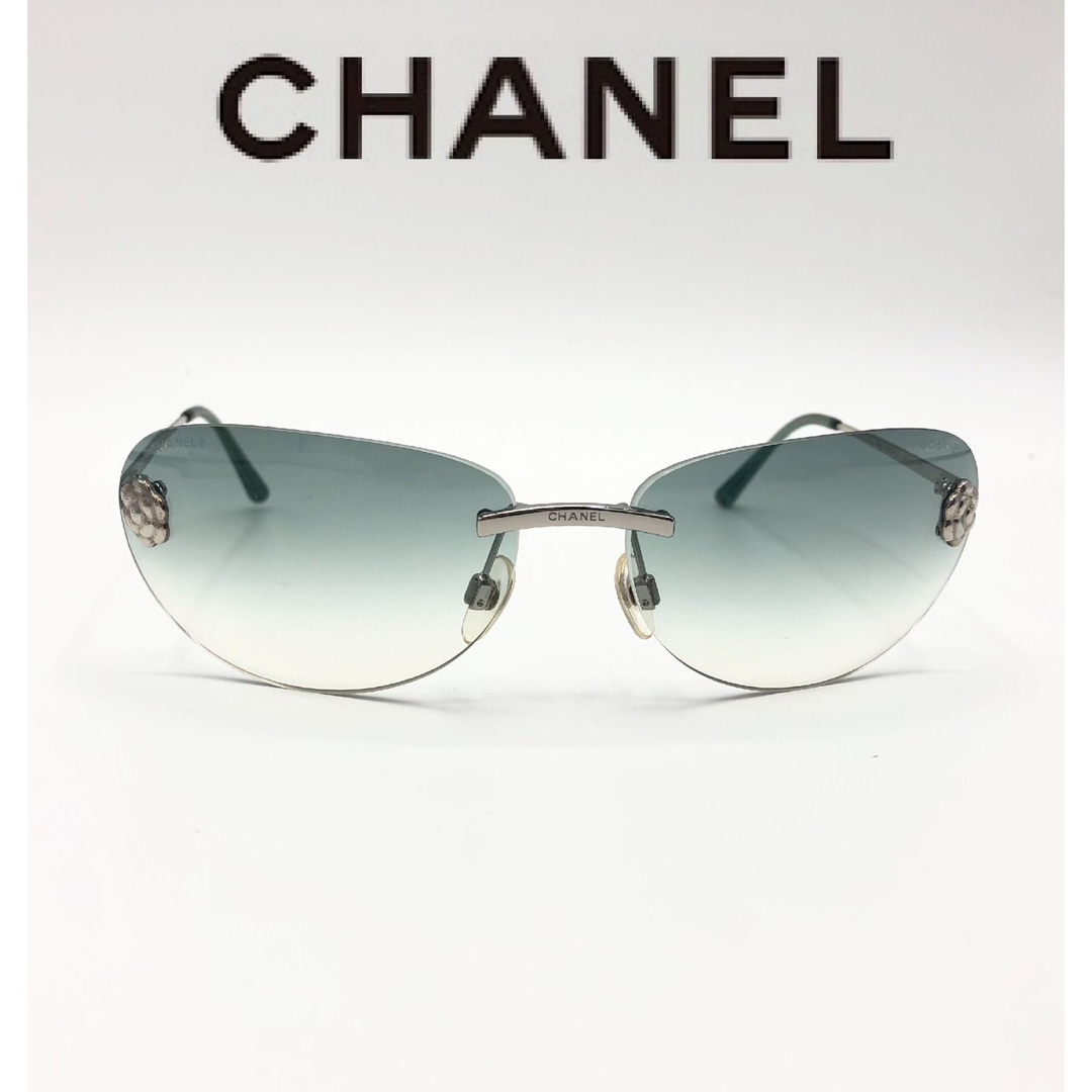 CHANEL シャネル カメリア サングラス c124 薄グリーングラデーション