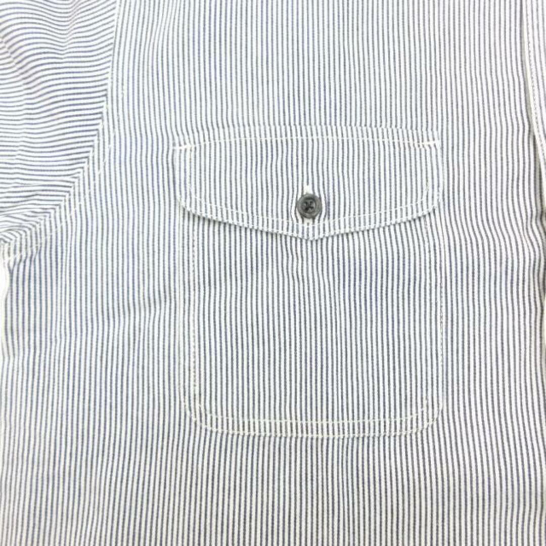 ドッカーズ ワークシャツ ヒッコリーストライプ コットン 長袖 白 紺 L