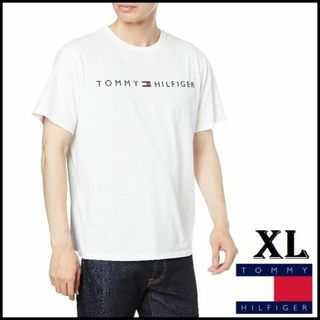 トミーヒルフィガー(TOMMY HILFIGER)の王道のロゴ　TOMMY HILFIGERのTシャツ　ホワイト XLサイズ(Tシャツ/カットソー(半袖/袖なし))