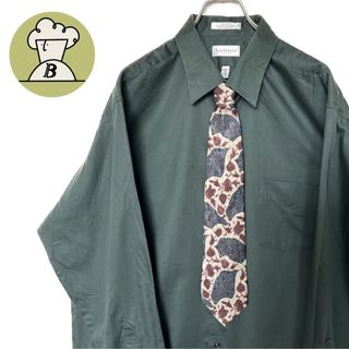 ネクタイシャツ　VANHEUSEN 90s ネクタイコーデ　グリーン　古着(シャツ)