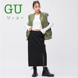 ジーユー(GU)のsale!新品タグ付☆GU ジーユー☆カットソーナローミディスカート丈短め(ロングスカート)