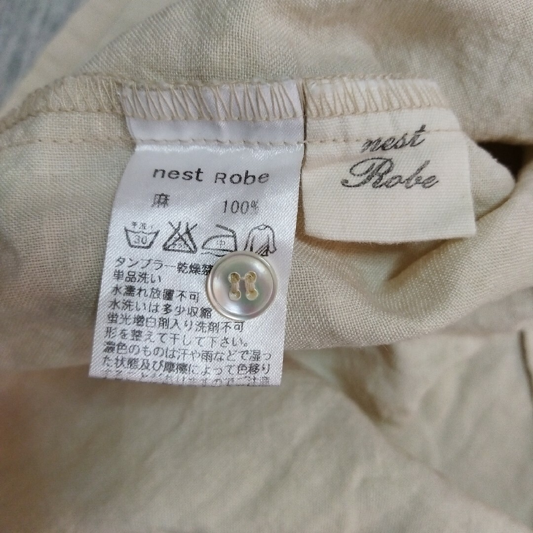 nest Robe(ネストローブ)の☆nest Robe ネストローブ丸えりリネンブラウス☆ レディースのトップス(シャツ/ブラウス(半袖/袖なし))の商品写真