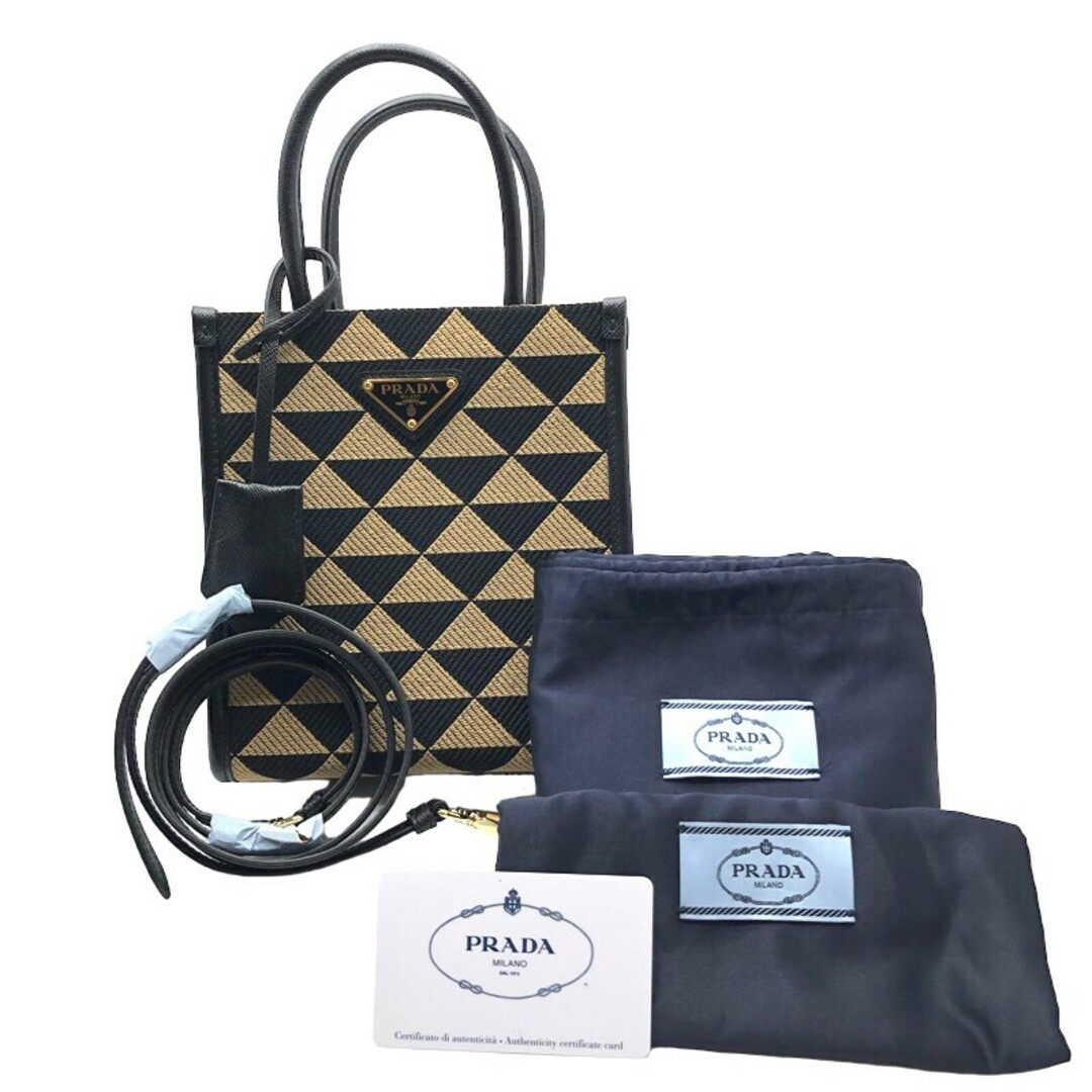 PRADA - プラダ PRADA ミニトートバッグ 1BA355 ブラック×ベージュ