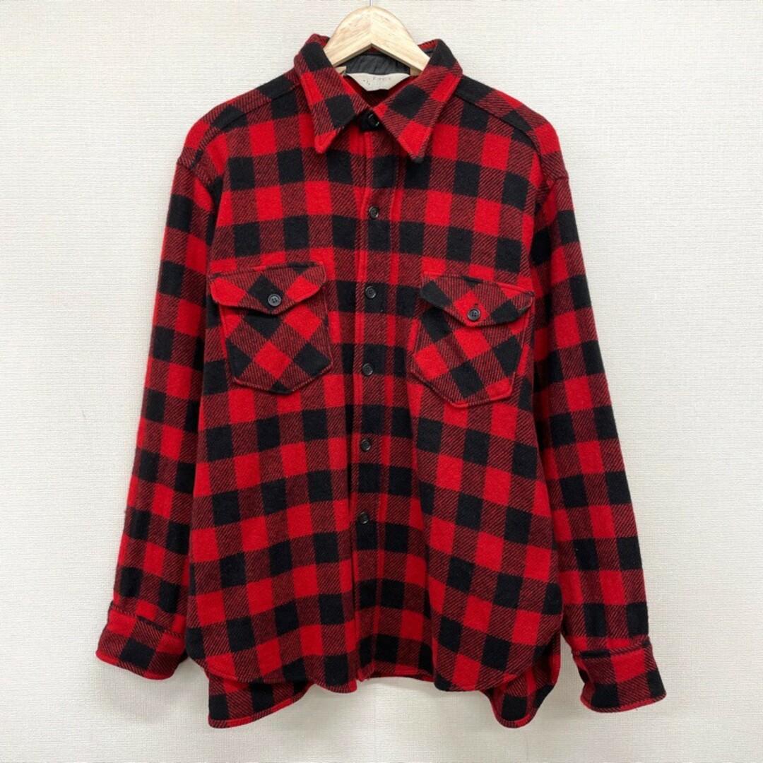 70's US ウールリッチ WOOLRICH ウール シャツ バッファローチェック 長袖 CPO サイズ：メンズ XL ビッグサイズ レッド×ブラック