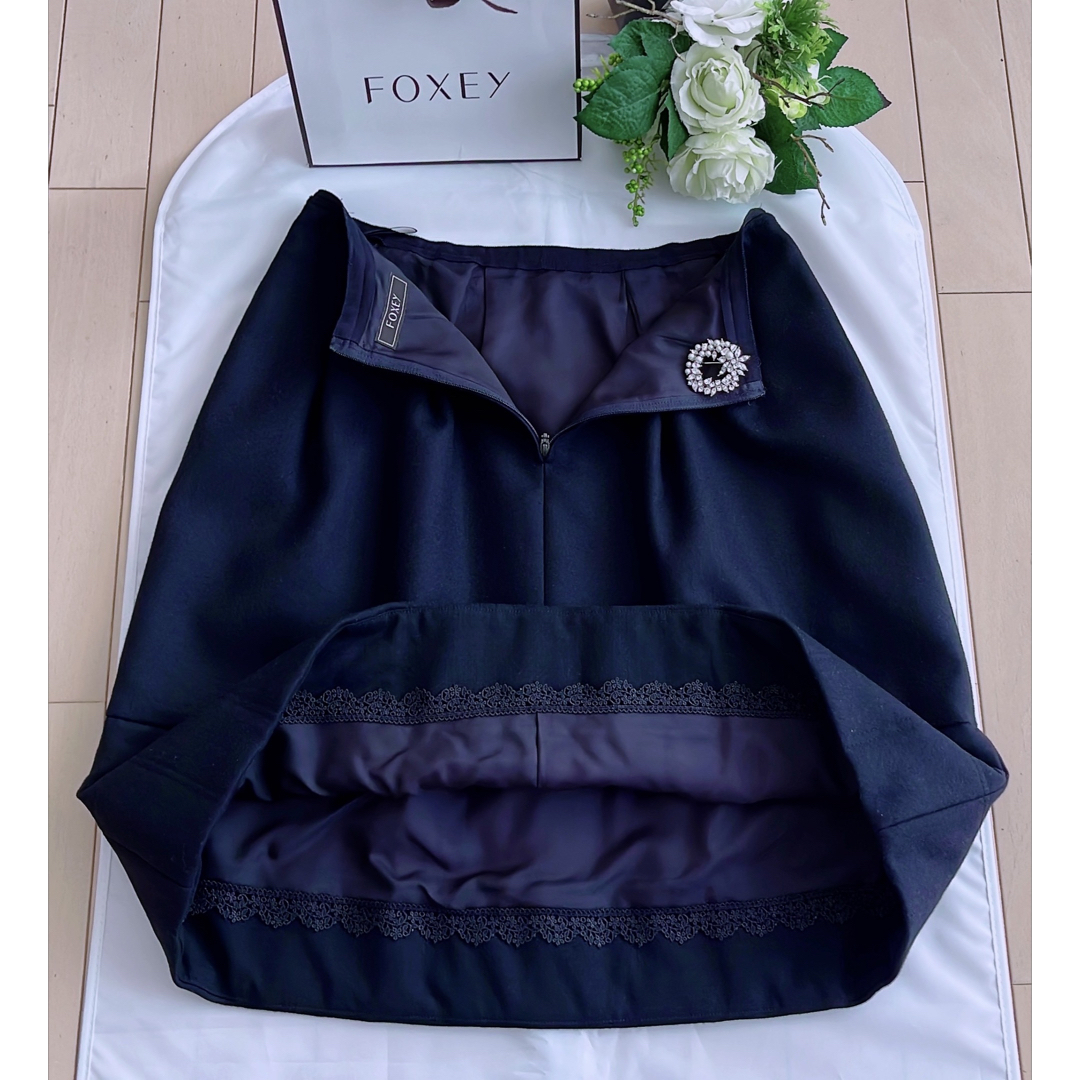 極美品！FOXEY Skirt(Diagonal ウール　40 Rene