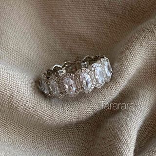 ●silver925 5Aオーバルczフルエタニティring●金アレ対応(リング(指輪))