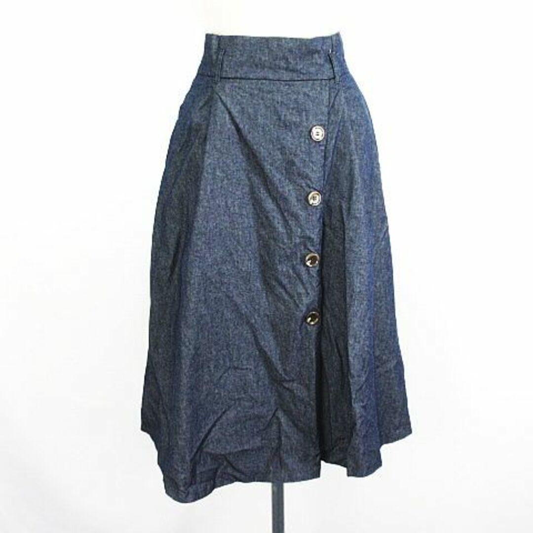 anySiS(エニィスィス)のエニシス スカート ロング丈 フレア ボタン コットン ツイル 3 ネイビー レディースのスカート(ロングスカート)の商品写真