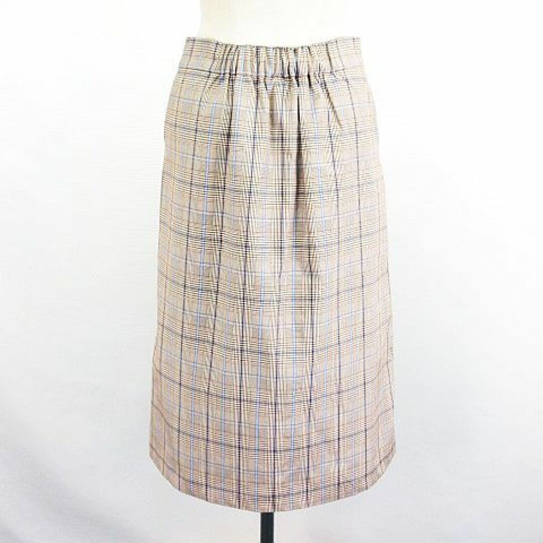 grove(グローブ)のグローブ スカート ミモレ丈 Aライン チェック ストレッチ M ブラウン レディースのスカート(ひざ丈スカート)の商品写真