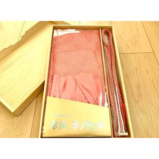 【未使用】正絹・帯揚げ/帯締めセット★ 桐箱付き★優しく上品なピンク★桐箱付き(和装小物)