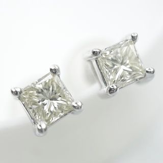 計0.30ct  良質天然ダイヤモンド　プリンセスカットK18WG ピアス(ピアス)