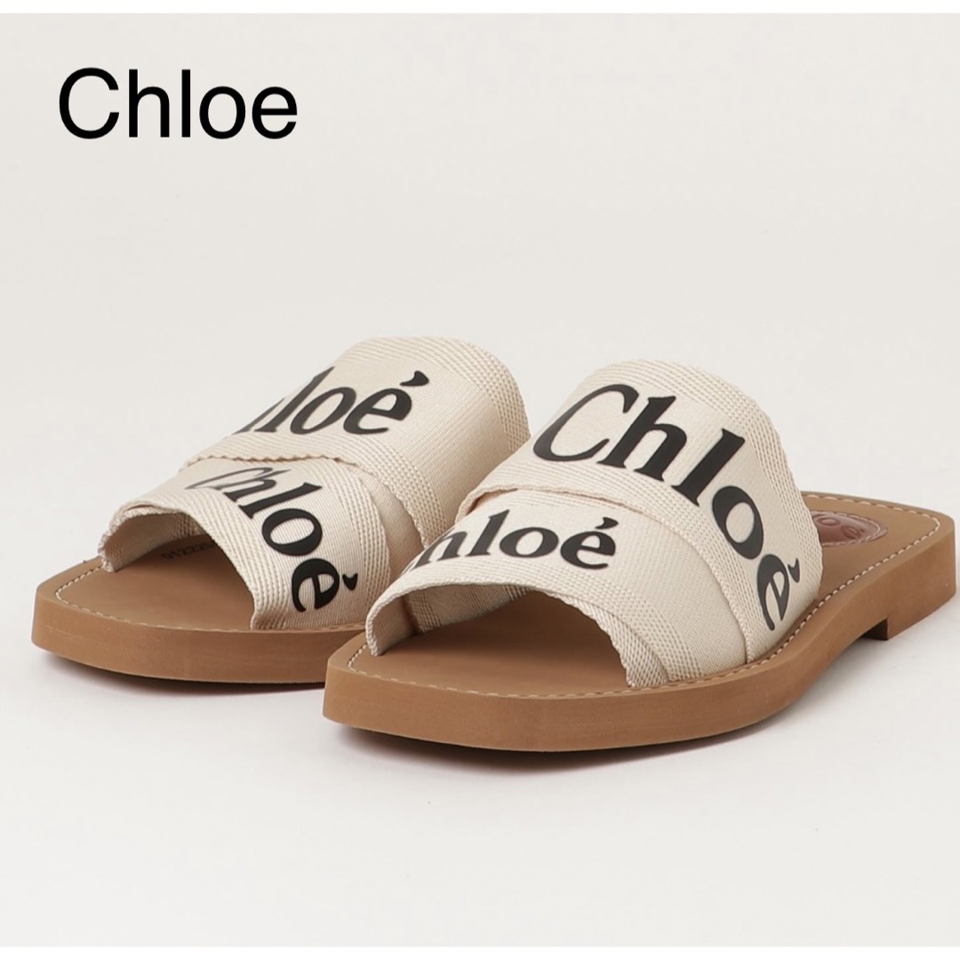 Chloe(クロエ)のChloe "woody" キャンバスフラットミュール 22.5cm レディースの靴/シューズ(サンダル)の商品写真