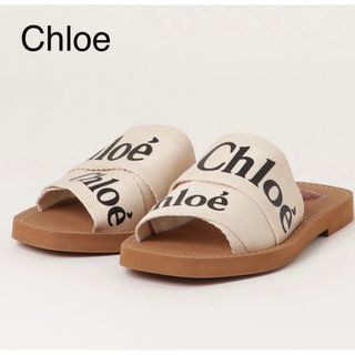 クロエ(Chloe)のChloe "woody" キャンバスフラットミュール 22.5cm(サンダル)