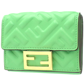フェンディ(FENDI)のフェンディコンパクト財布 バケット マイクロ 三つ折り財布 レザー EDAMAME+OS エダマメ+オーロソフト グリーン緑 40802068179(財布)