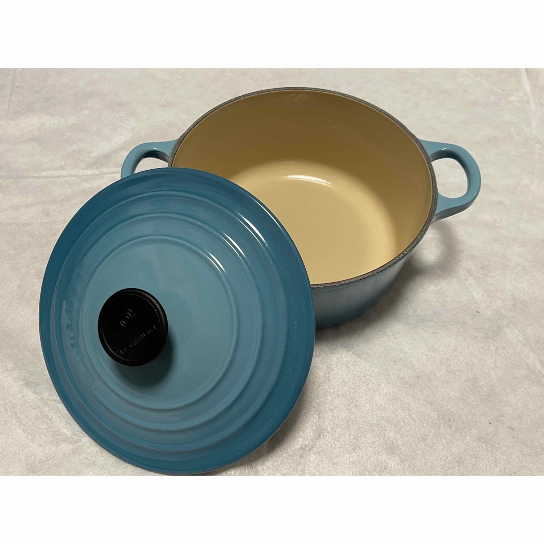 美品】LE CREUSET ココット ロンド カリビアンブルー 18cm | yoshi