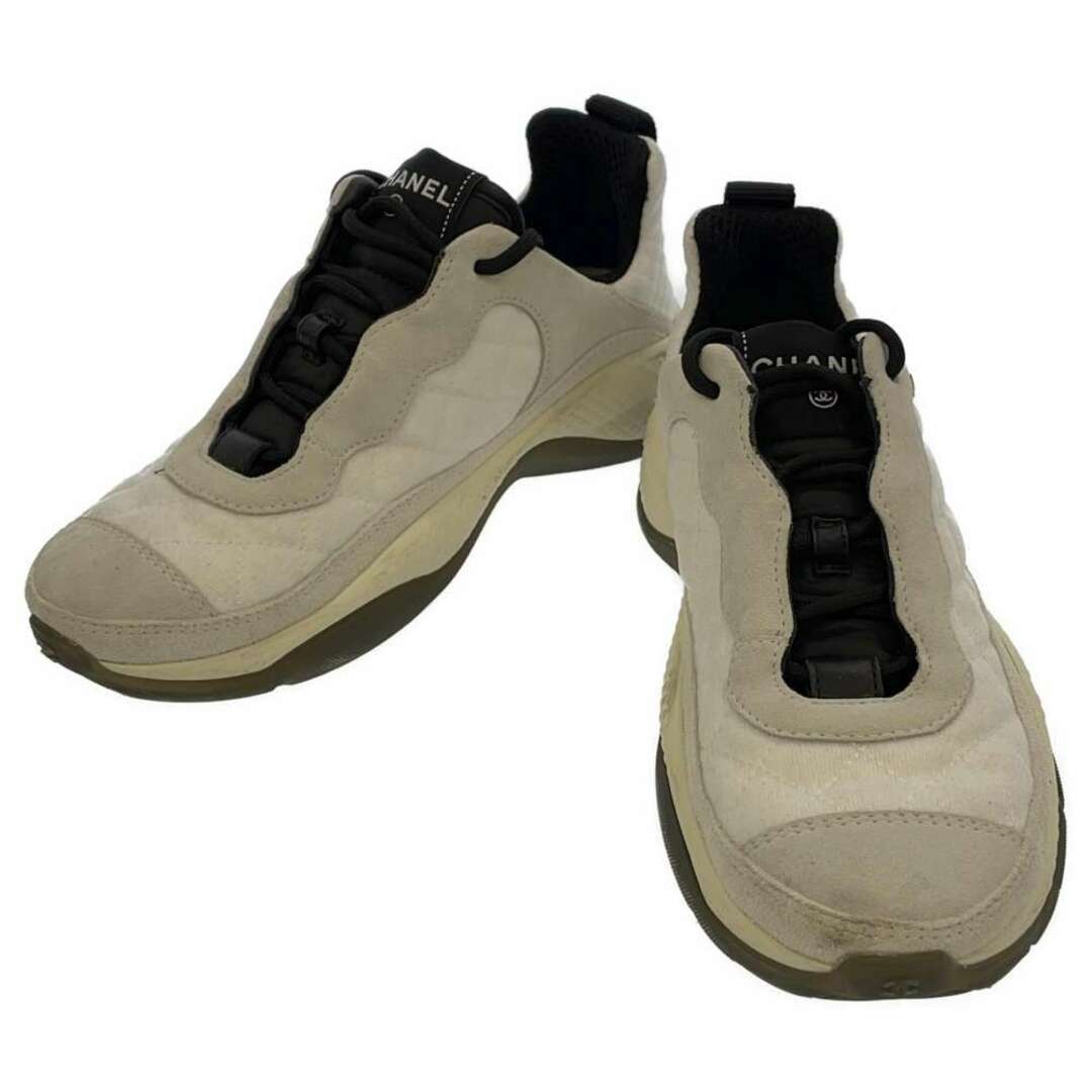 シャネル スニーカー マトラッセ ココマーク レディースサイズ37 G38290 シャネル 靴 白 黒