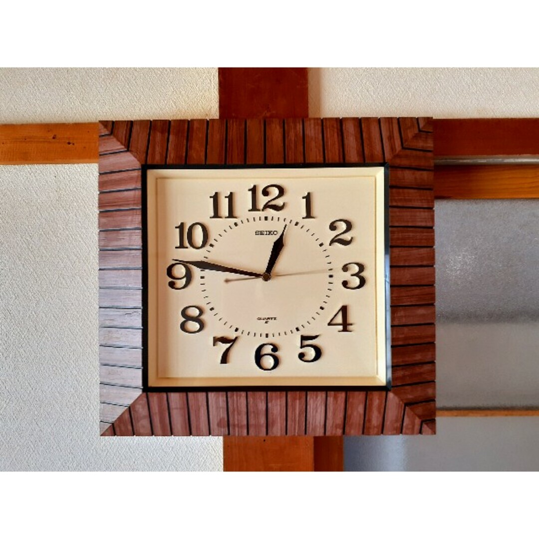 70´s　SEIKO　掛け時計　ミッドセンチュリー　ビンテージ　レトロ　木目調のサムネイル