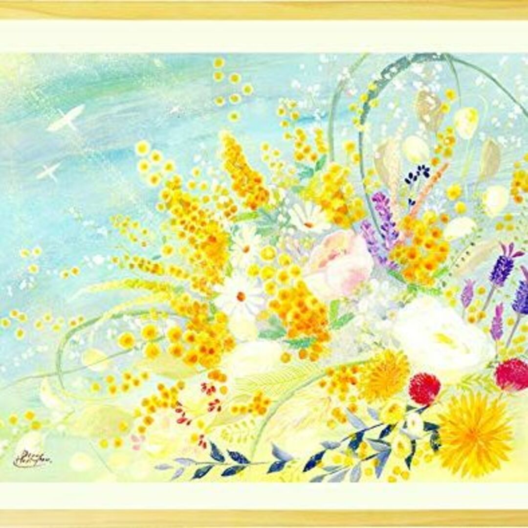 【2023最新】絵画 インテリア おしゃれ 春告ぐミモザの花束Mプラスサイズ 額