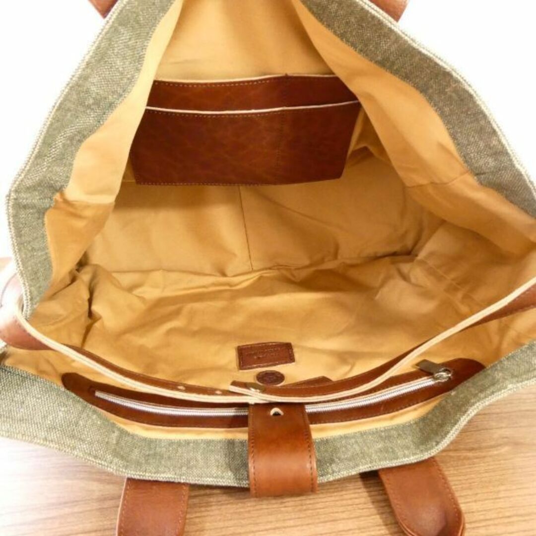 美品 オロビアンコ キャンバス×レザー 大判 トートバッグ-