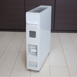 ★白色スリムライスボックス(米びつ) ６kg 新品★(収納/キッチン雑貨)