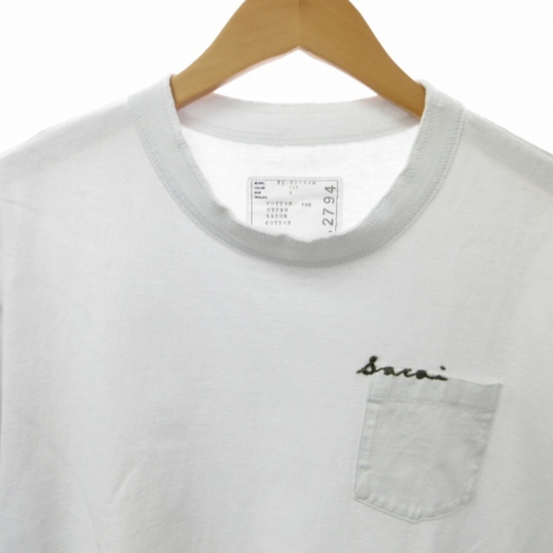 サカイ sacai 22SS コットンツイル Tシャツ カットソー 半袖 白 3