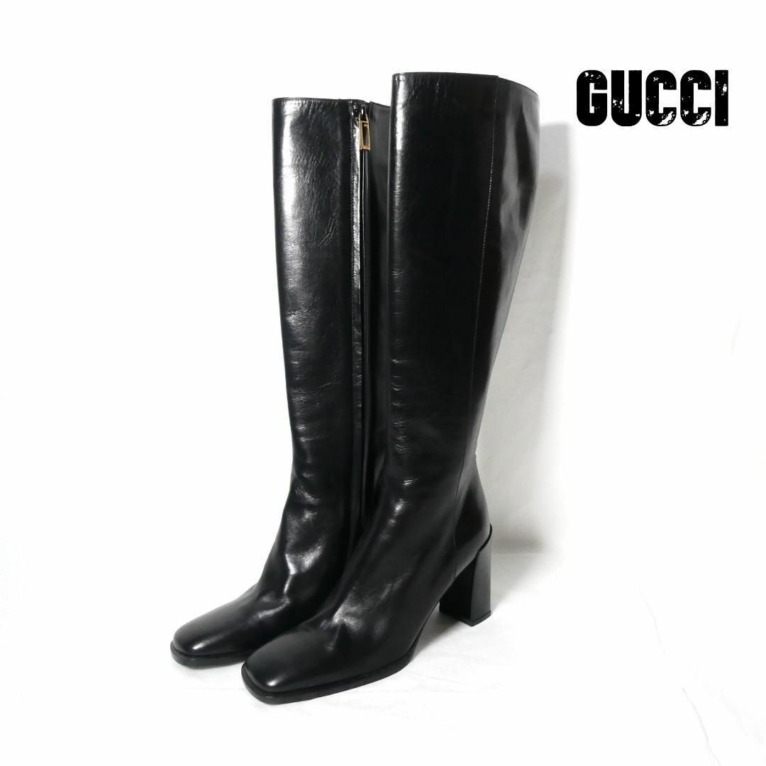 Gucci - 未使用 訳アリ GUCCI レザー ハイヒール スクエアトゥ