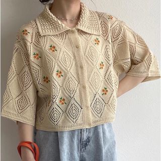 ダブルクローゼット(w closet)の[新品・未使用] ニットカーディガン(シャツ/ブラウス(半袖/袖なし))